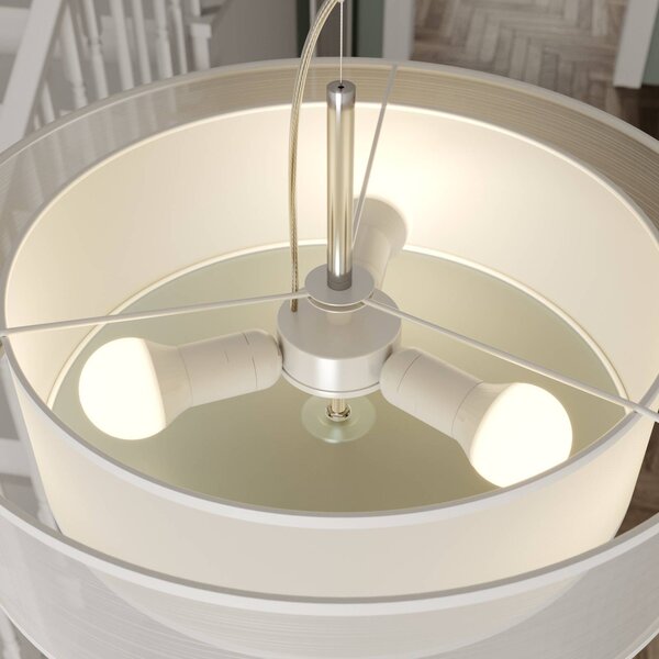 Lampa wisząca Pikka Lindby, możliwość ściemniania, biały / opal, salon / jadalnia, tkanina / materiał / jedwab, nowoczesny
