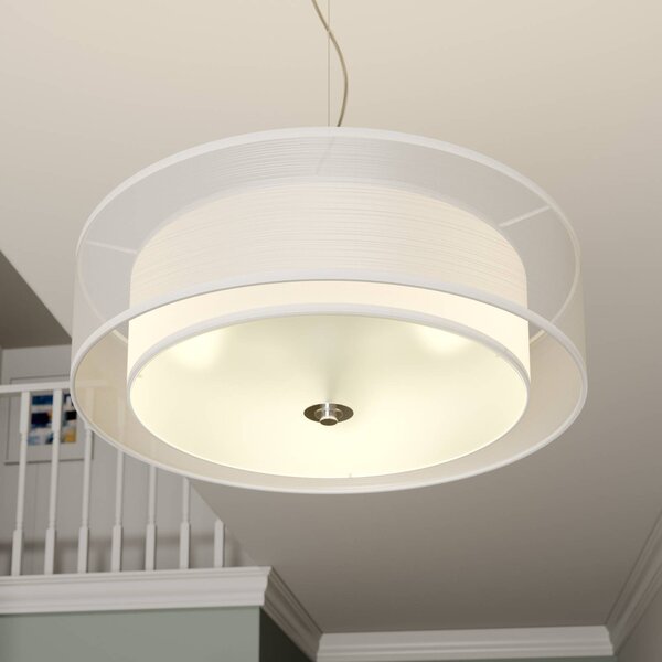 Lampa wisząca Pikka Lindby, możliwość ściemniania, biały / opal, salon / jadalnia, tkanina / materiał / jedwab, nowoczesny