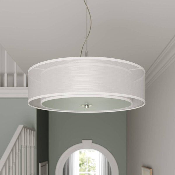 Lampa wisząca Pikka Lindby, możliwość ściemniania, biały / opal, salon / jadalnia, tkanina / materiał / jedwab, nowoczesny