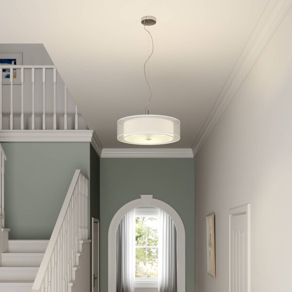 Lampa wisząca Pikka Lindby, możliwość ściemniania, biały / opal, salon / jadalnia, tkanina / materiał / jedwab, nowoczesny