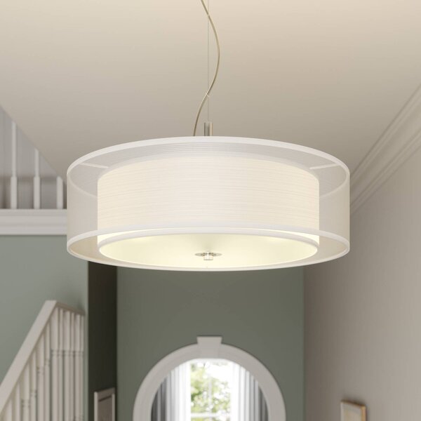 Lampa wisząca Pikka Lindby, możliwość ściemniania, biały / opal, salon / jadalnia, tkanina / materiał / jedwab, nowoczesny