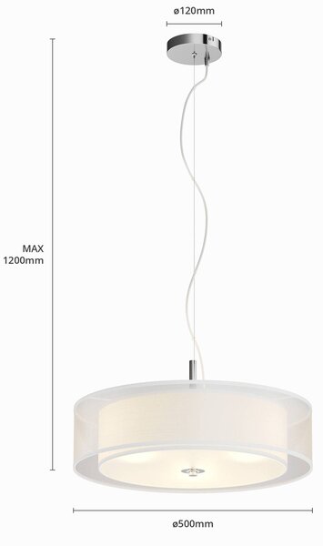 Lampa wisząca Pikka Lindby, możliwość ściemniania, biały / opal, salon / jadalnia, tkanina / materiał / jedwab, nowoczesny