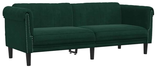 Sofa 3-osobowa, ciemnozielona, tapicerowana aksamitem