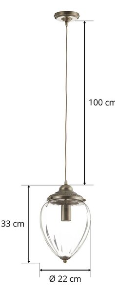 Searchlight Lampa wisząca szklana Pineapple, możliwość ściemniania, brązowy / mosiężny, salon / jadalnia, szkło, orientalny / marokański