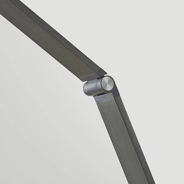 Lampa biurkowa LED Mion Lucande, możliwość ściemniania, aluminiowy / szary / cynkowy, biuro, aluminium, nowoczesny