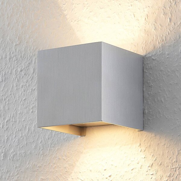Kinkiet Zuzana Arcchio, możliwość ściemniania, aluminiowy / szary / cynkowy, salon / jadalnia, aluminium, nowoczesny