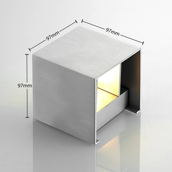 Kinkiet Zuzana Arcchio, możliwość ściemniania, aluminiowy / szary / cynkowy, salon / jadalnia, aluminium, nowoczesny