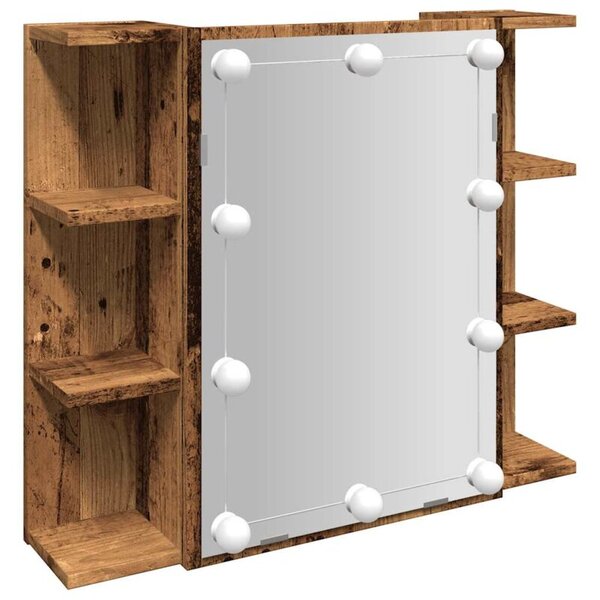 Szafka lustrzana z diodami LED stare drewno 70x16,5x60 cm