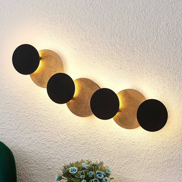 Kinkiet LED Grazyna Lindby, czarny, salon / jadalnia, metal, nowoczesny