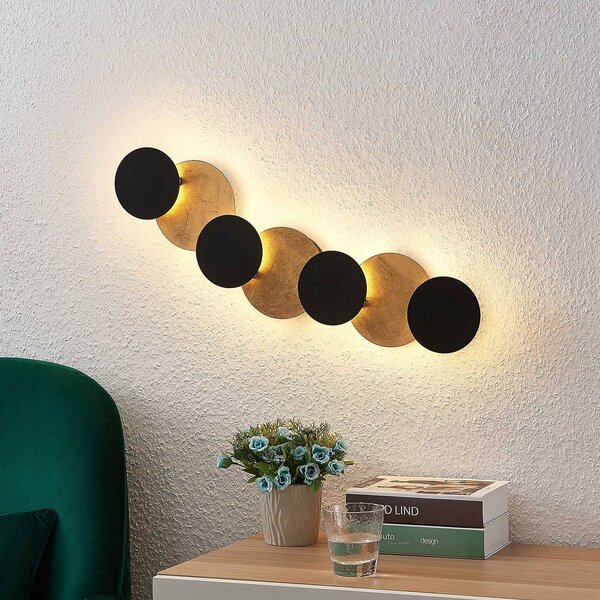 Kinkiet LED Grazyna Lindby, czarny, salon / jadalnia, metal, nowoczesny