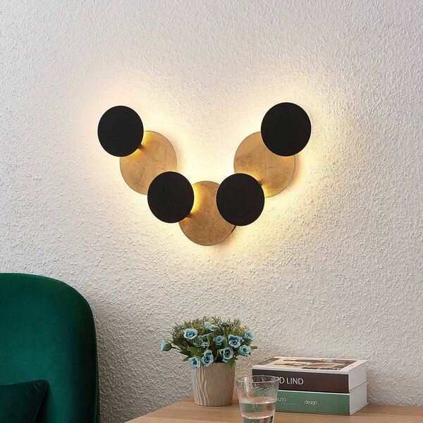 Kinkiet LED Grazyna Lindby, czarny, salon / jadalnia, metal, nowoczesny