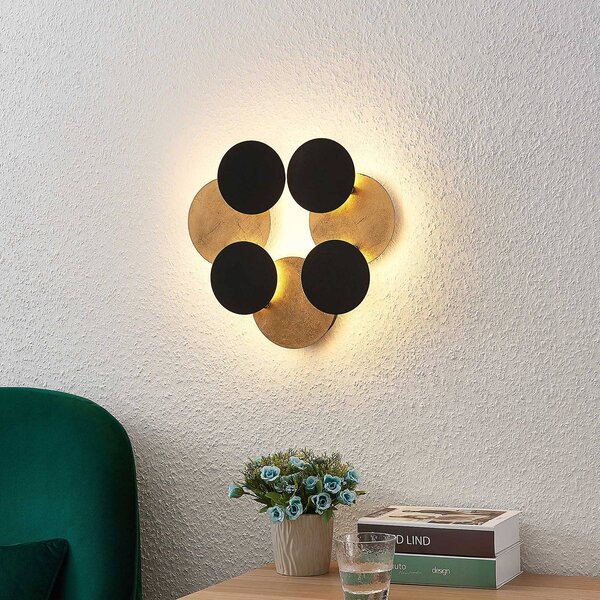 Kinkiet LED Grazyna Lindby, czarny, salon / jadalnia, metal, nowoczesny