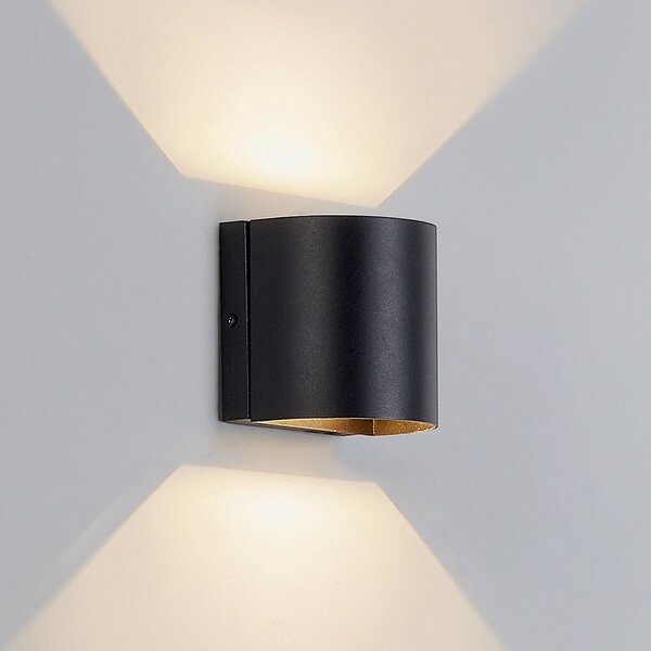 Kinkiet zewnętrzny LED Gladis Lindby, czarny, aluminium, nowoczesny