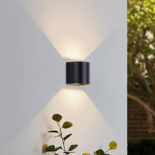 Kinkiet zewnętrzny LED Gladis Lindby, czarny, aluminium, nowoczesny