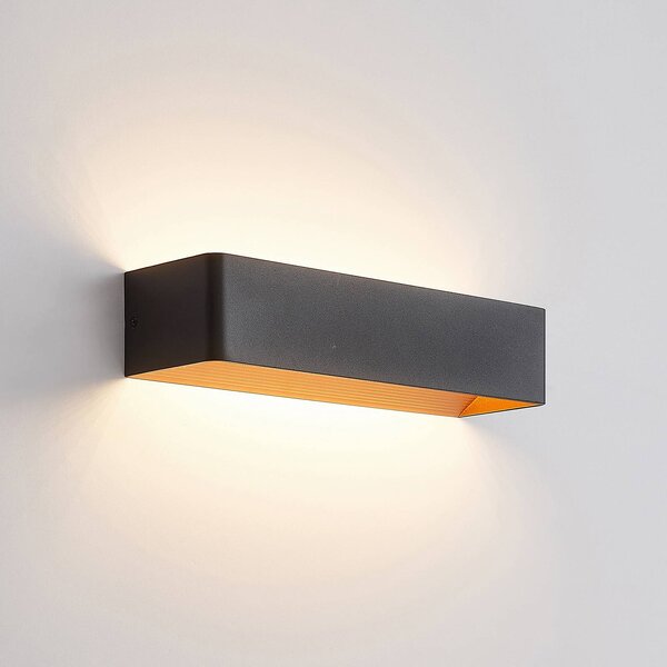Kinkiet LED Karam Arcchio, możliwość ściemniania, czarny, salon / jadalnia, aluminium, nowoczesny