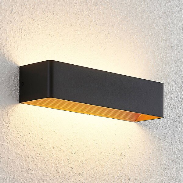 Kinkiet LED Karam Arcchio, możliwość ściemniania, czarny, salon / jadalnia, aluminium, nowoczesny