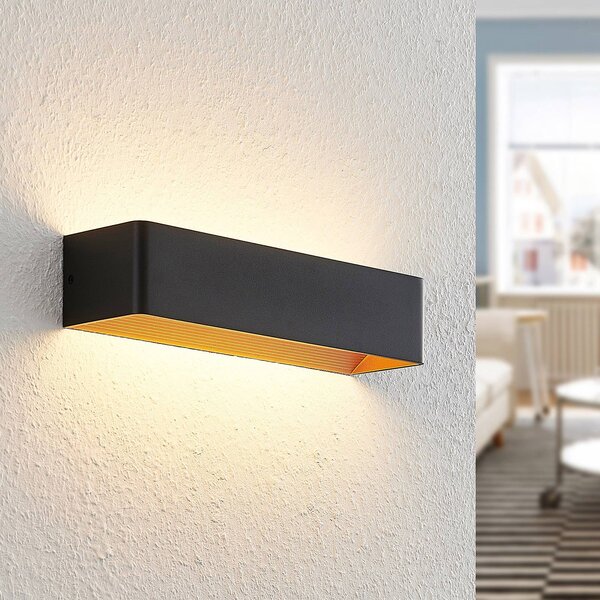 Kinkiet LED Karam Arcchio, możliwość ściemniania, czarny, salon / jadalnia, aluminium, nowoczesny