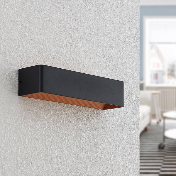 Kinkiet LED Karam Arcchio, możliwość ściemniania, czarny, salon / jadalnia, aluminium, nowoczesny