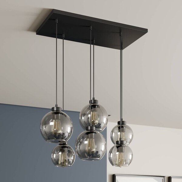 Lampa wisząca szklana Cubus TK Lighting, możliwość ściemniania, czarny, salon / jadalnia, szkło, nowoczesny