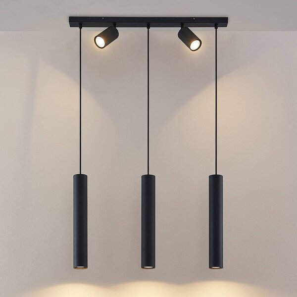 Lampa wisząca Sanad Lindby, możliwość ściemniania, czarny, salon / jadalnia, metal, nowoczesny