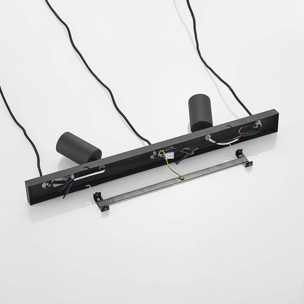 Lampa wisząca Sanad Lindby, możliwość ściemniania, czarny, salon / jadalnia, metal, nowoczesny
