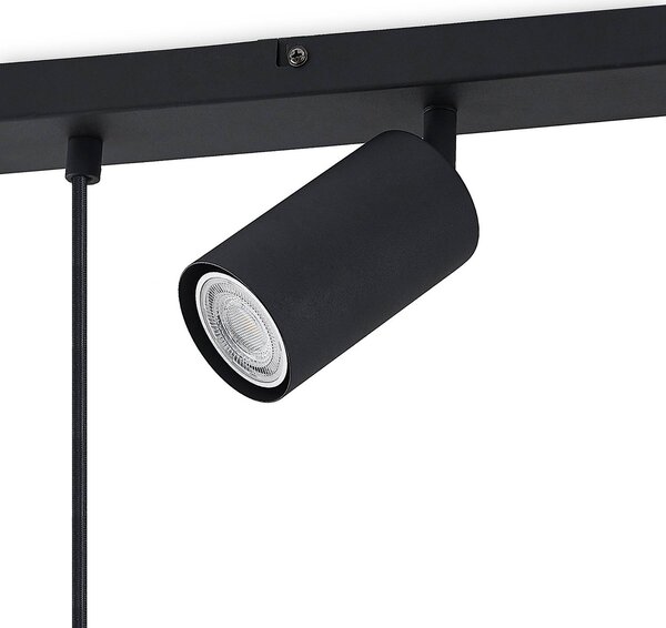 Lampa wisząca Sanad Lindby, możliwość ściemniania, czarny, salon / jadalnia, metal, nowoczesny