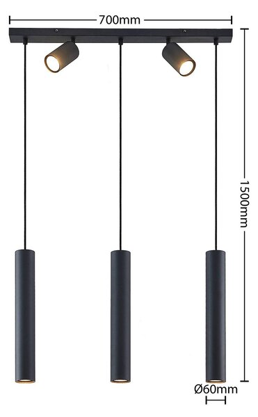 Lampa wisząca Sanad Lindby, możliwość ściemniania, czarny, salon / jadalnia, metal, nowoczesny