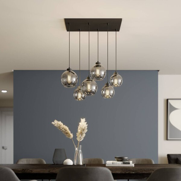 Lampa wisząca szklana Cubus TK Lighting, możliwość ściemniania, czarny, salon / jadalnia, szkło, nowoczesny