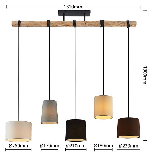Lampa wisząca Amilia Lindby, możliwość ściemniania, jasne drewno, salon / jadalnia, drewno, nowoczesny
