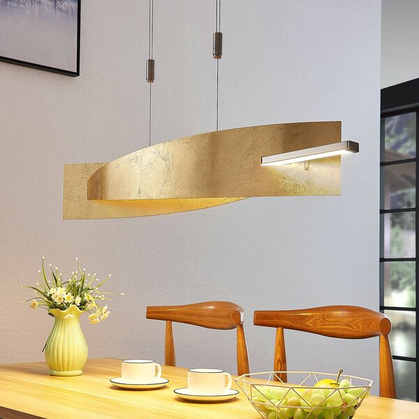 Lampa wisząca Marija Lucande, możliwość ściemniania, mosiężny / złoty, salon / jadalnia, metal, nowoczesny