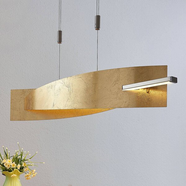 Lampa wisząca Marija Lucande, możliwość ściemniania, mosiężny / złoty, salon / jadalnia, metal, nowoczesny