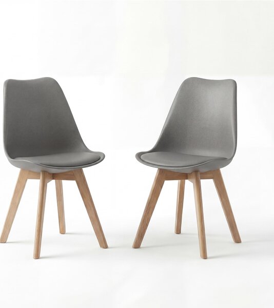 Zestaw 2 krzeseł do jadalni BEALIFE TB18 | Ergonomiczne, wysokość siedziska 45 cm, nogi z PP i drewna, skandynawski design | Do jadalni i gabinetu | Czarno-białe