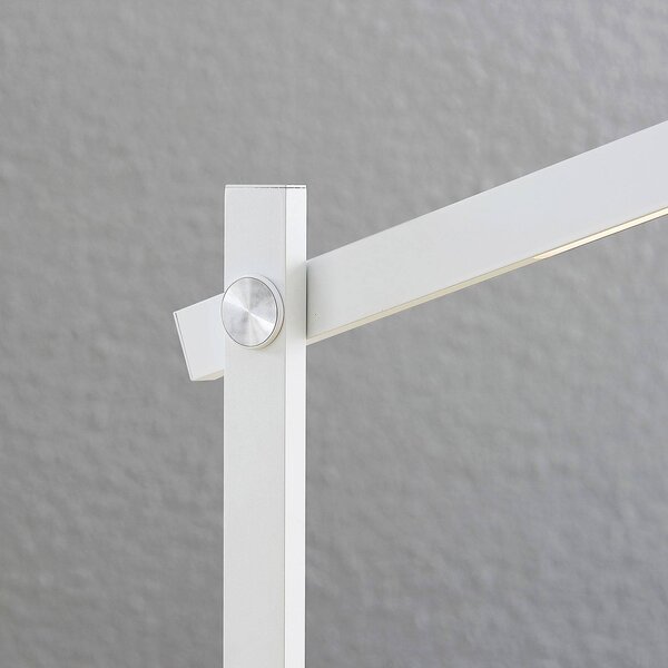 Lampa biurkowa LED Loretta Lindby, możliwość ściemniania, biały / opal, biuro, tworzywo sztuczne, nowoczesny