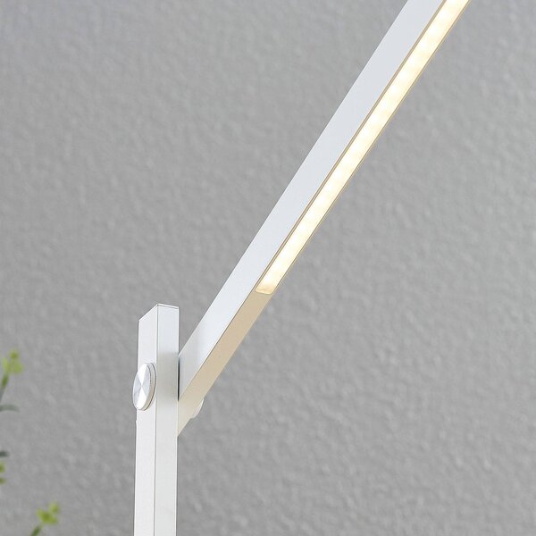 Lampa biurkowa LED Loretta Lindby, możliwość ściemniania, biały / opal, biuro, tworzywo sztuczne, nowoczesny