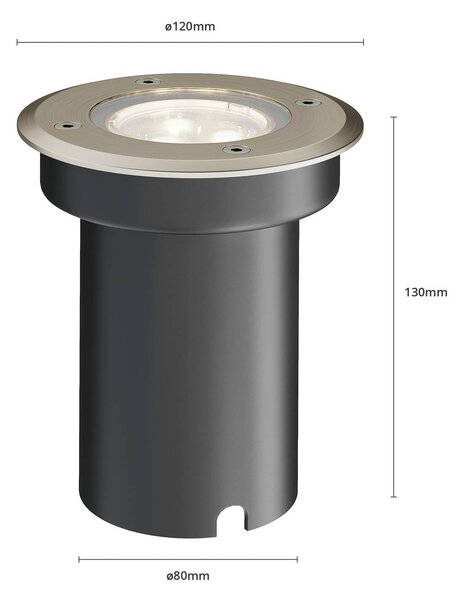 Oprawa wpuszczana podłogowa LED Ava, Ø 12 cm, okrągła, IP67 AVA Lucande, aluminiowy / szary / cynkowy, nowoczesny