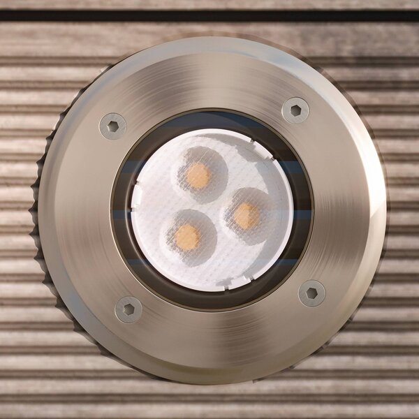 Oprawa wpuszczana podłogowa LED Ava, Ø 12 cm, okrągła, IP67 AVA Lucande, aluminiowy / szary / cynkowy, nowoczesny