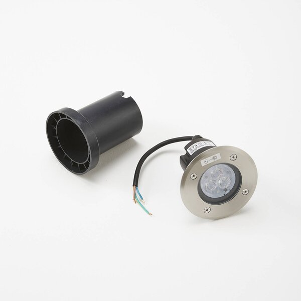 Oprawa wpuszczana podłogowa LED Ava, Ø 12 cm, okrągła, IP67 AVA Lucande, aluminiowy / szary / cynkowy, nowoczesny