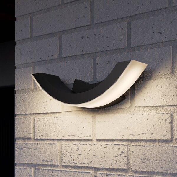 Kinkiet zewnętrzny LED HALF Lucande, czarny, aluminium, nowoczesny