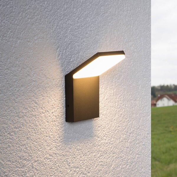 Kinkiet zewnętrzny LED NEVIO Lucande, czarny, aluminium, nowoczesny