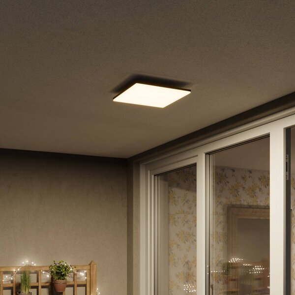 Kwadratowa lampa sufitowa zewnętrzna LED Henni Lucande, aluminiowy / szary / cynkowy, nowoczesny