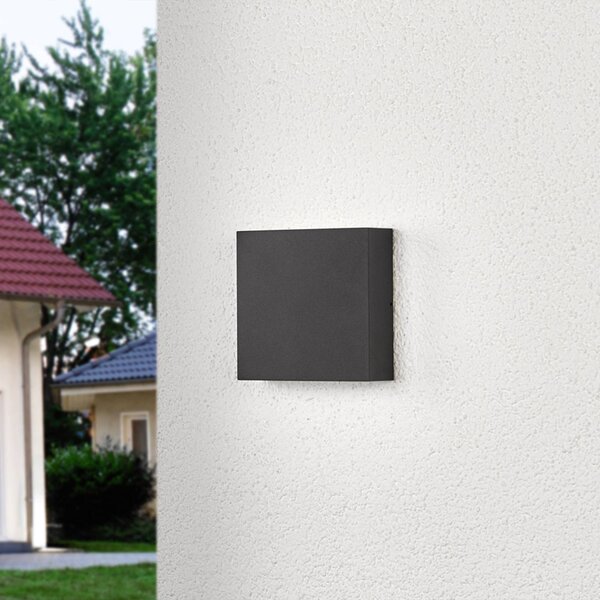 Kinkiet zewnętrzny LED Trixy Lucande, czarny, aluminium, nowoczesny