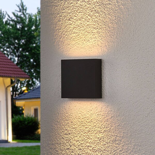 Kinkiet zewnętrzny LED Trixy Lucande, czarny, aluminium, nowoczesny