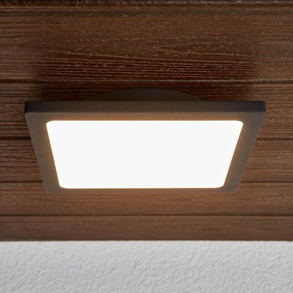 Zewnętrzna lampa sufitowa LED Lucande Mabella, 23 cm, antracytowa Mabella, czarny, aluminium, nowoczesny