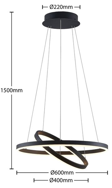 Lampa wisząca Albiona Arcchio, możliwość ściemniania, czarny, kuchnia, metal, nowoczesny