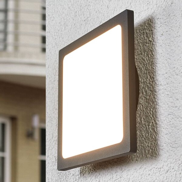 Zewnętrzna lampa sufitowa LED Lucande Mabella, 23 cm, antracytowa Mabella, czarny, aluminium, nowoczesny