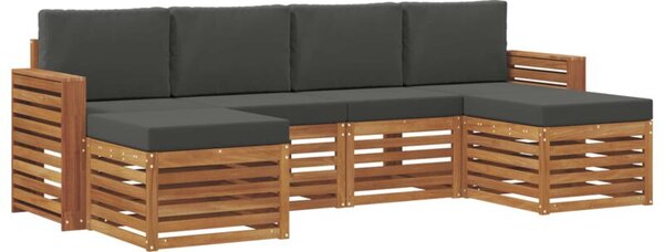 ModuÅowy zestaw sof z litego drewna akacjowego do ogrodu w kolorze naturalnym i antracytowym