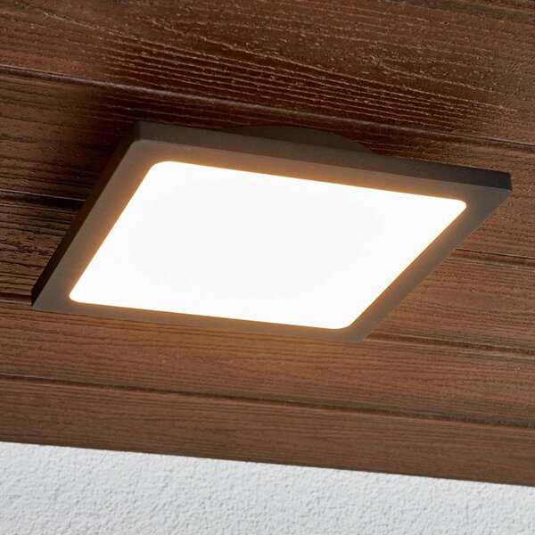 Zewnętrzna lampa sufitowa LED Lucande Mabella, 23 cm, antracytowa Mabella, czarny, aluminium, nowoczesny