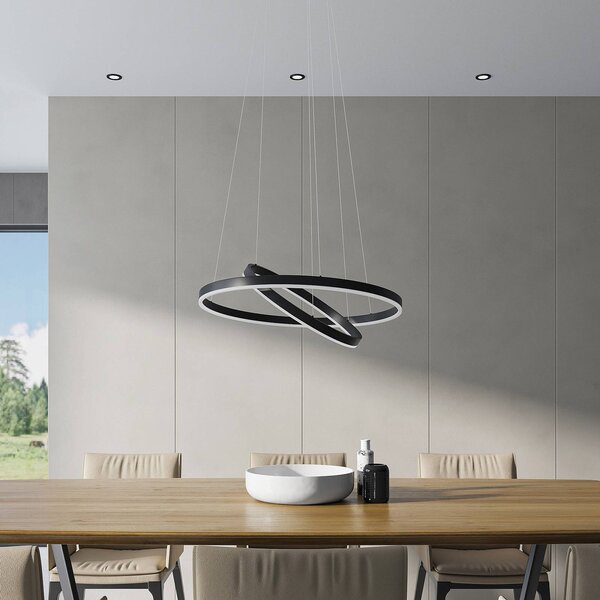 Lampa wisząca Albiona Arcchio, możliwość ściemniania, czarny, kuchnia, metal, nowoczesny