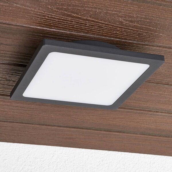 Zewnętrzna lampa sufitowa LED Lucande Mabella, 23 cm, antracytowa Mabella, czarny, aluminium, nowoczesny