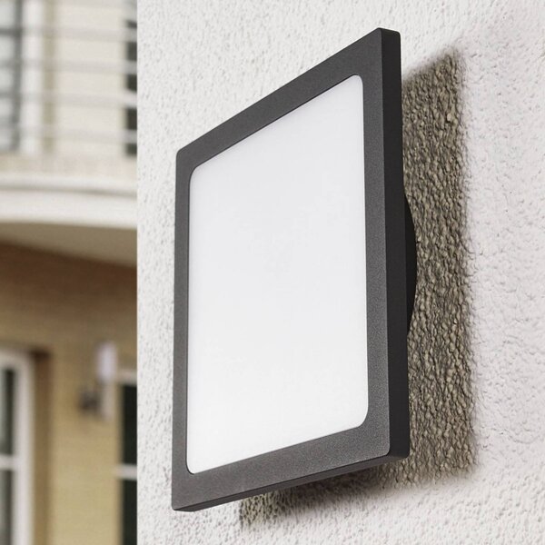 Zewnętrzna lampa sufitowa LED Lucande Mabella, 23 cm, antracytowa Mabella, czarny, aluminium, nowoczesny